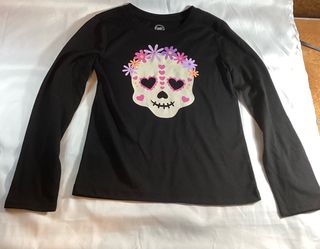 Girls Wonder Nation Kids Sugar Skull Long Sleeve Shirt size M 7/8