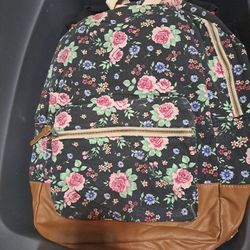Pink Flowery Fabric Backpack