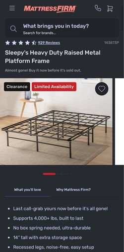 Sleepy's Heavy Duty Raised Metal Queen Size Bed Frame