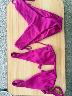 Hurley Ribbed Fuschia Bikini Set
