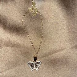 Gold Link Butterfly Necklace 