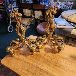 Vintage Set of 2 Home interior Hollywood Regency Gold Ornate Wall Sconce With 2 Arms Set of 2 Pick up only.