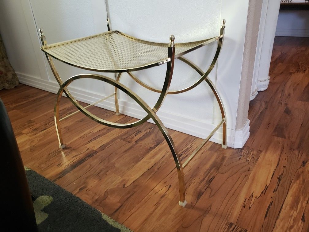 Vintage MCM Gold Bench/vanity Stool