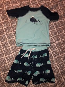 Baby boy 18 months swim trunks and top