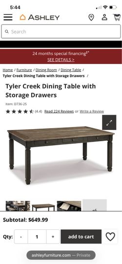 Ashley Tyler Creek Dining Table with Storage Drawers