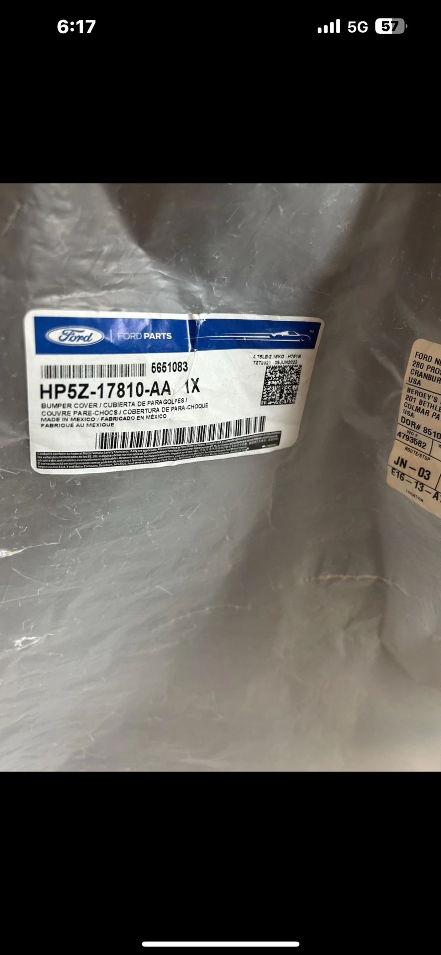 2017-2020 Lincoln MKZ Rear Bumper Part