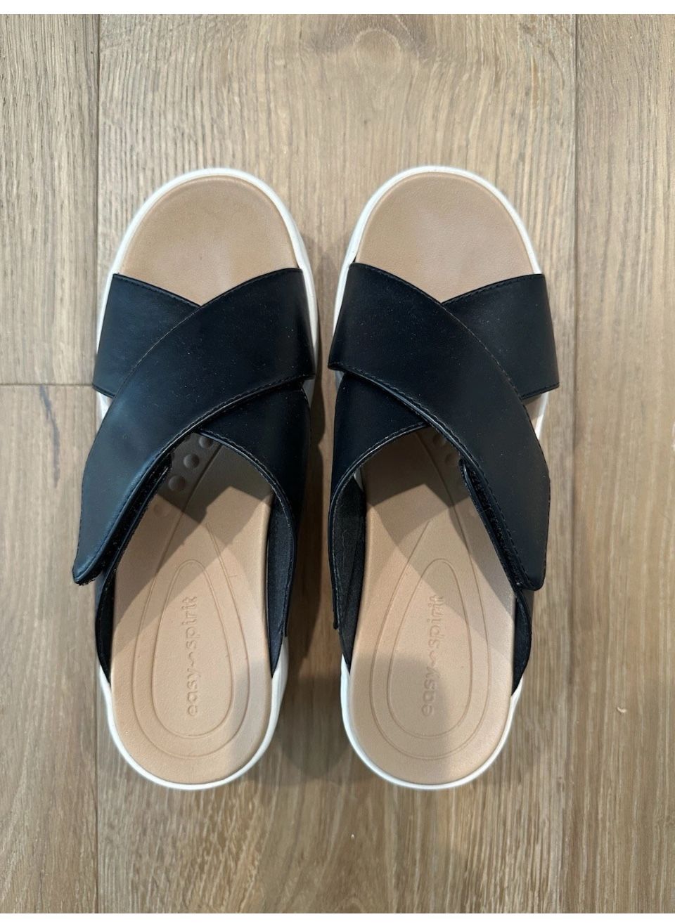 Easy Spirit Sebindie Slide, Women’s Sandal, Size 6.5, Black Top, Gently Worn