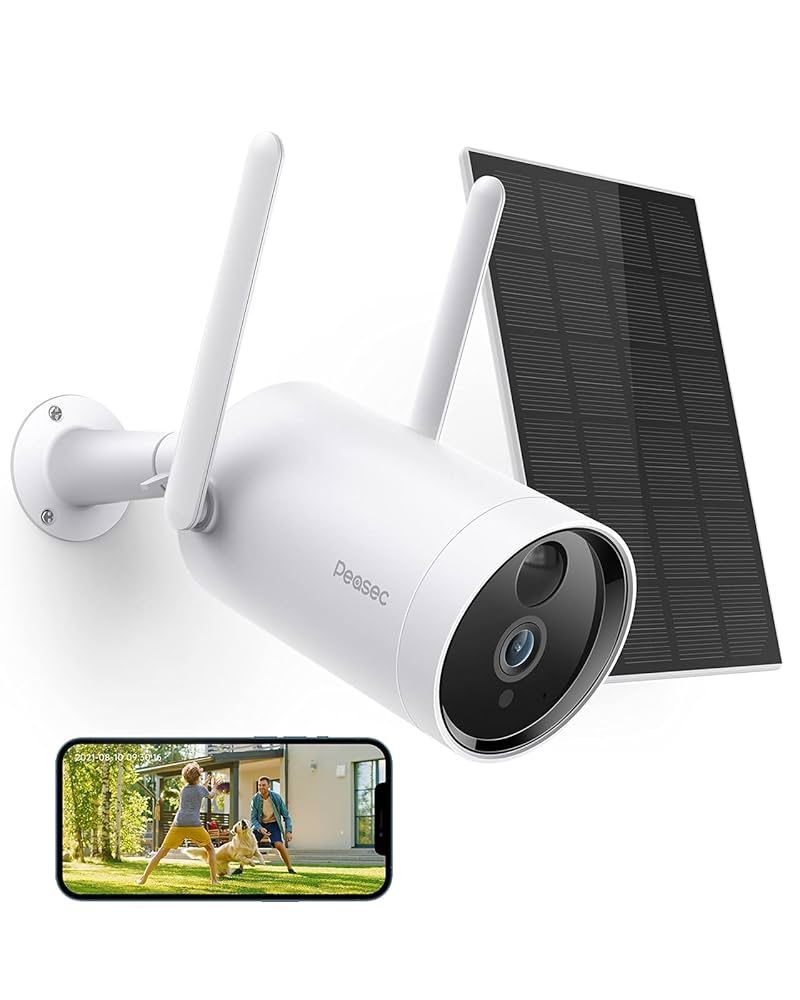 Solar Security Camera, 1080P Wireless Night Vision Outdoor Security Camera for Home, Rechargeable Battery WiFi Security Camera with Human & Motion Det