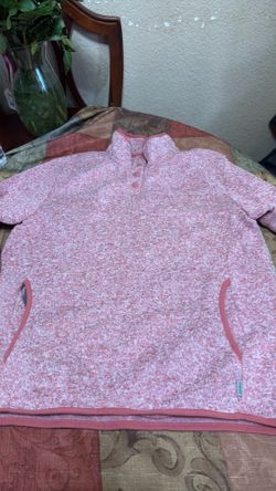 Eddie Bauer Pink Ember Fleece Snap Mock Neck Top