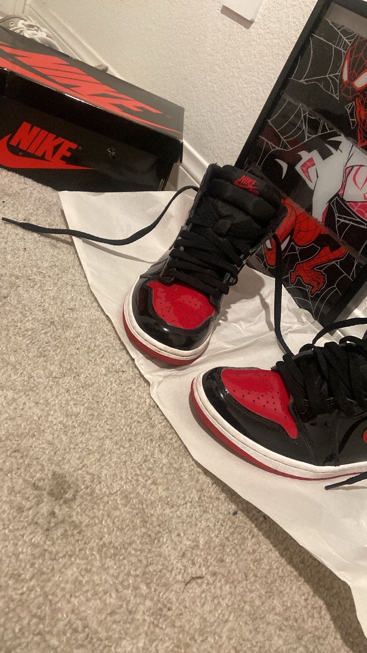 Jordan 1 Retro High Og Patent Bred Size 8 Us Men