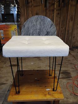 Tufted Ottoman Stool with Hairpin Legs