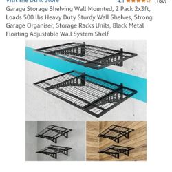 2 Pack Wall Mounted Garage Storage Shelving 2x3ft