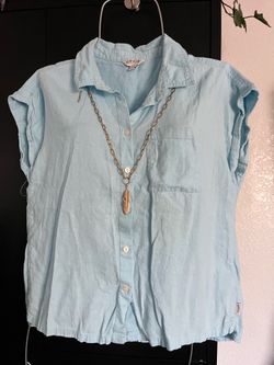 ORVIS light blue short sleeve button up shirt L/G