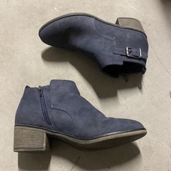 Navy suede ankle boots