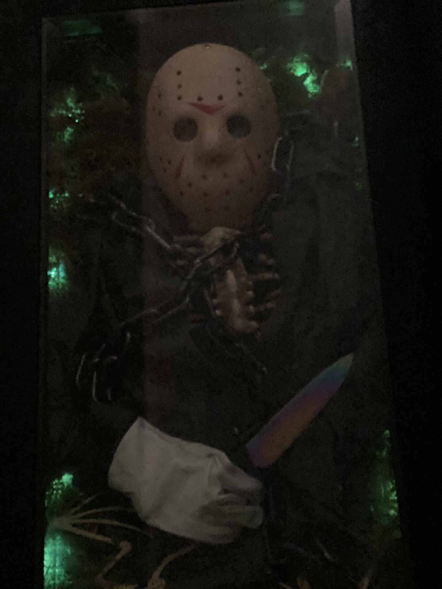 Halloween Jason Voorhees Glass Top table With Drawers