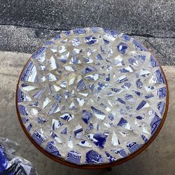 Round Coffee Table With Ceramic Design Wood Nice Cash Cheap Margate Best Offer Blue Chips Mosaic Chips 