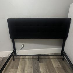 Black Bed Frame with Headboard, Queen