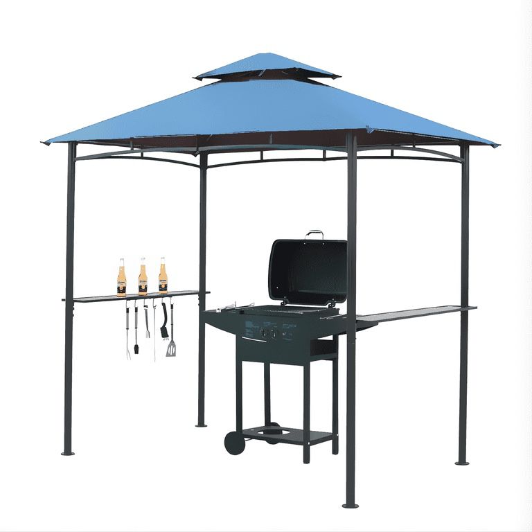 Outdoor Grill Gazebo Tent BBQ Canopy for Outdoor Grill Shelter BBQ Grill Gazebo Hardtop (L96 x W60 x H101 Inch) Blue