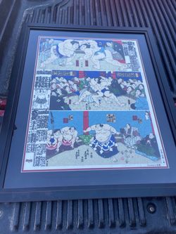 Japanese ukiyo-e style sumo wrestling print asking $100