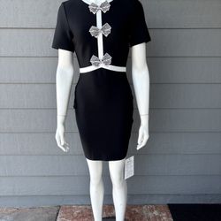 Hera Collection Black and White Bow Mini Dress