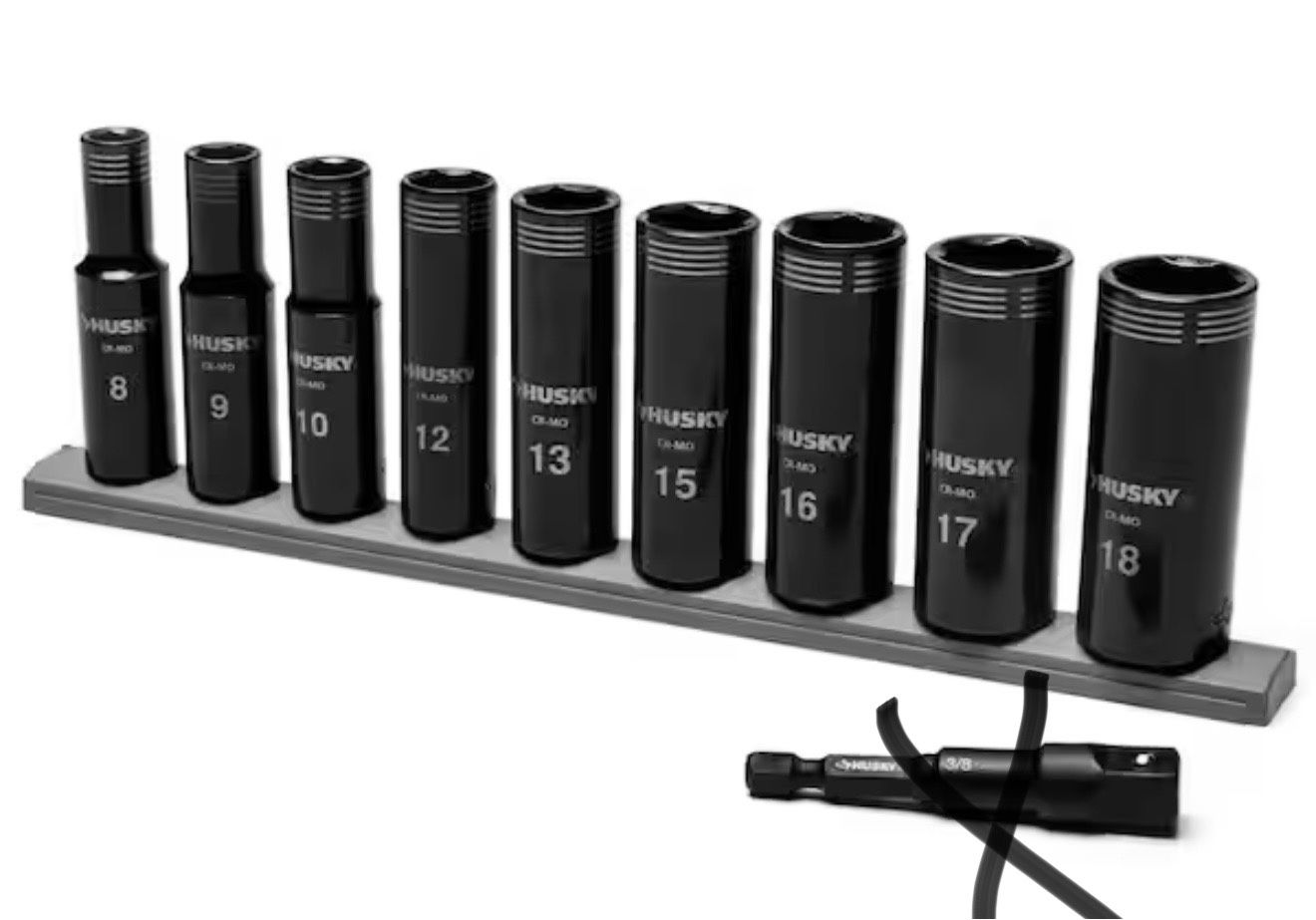 Husky 3/8 in. Drive Thin Wall Metric Deep Metric 6-Point Impact Socket Set (10-Piece)