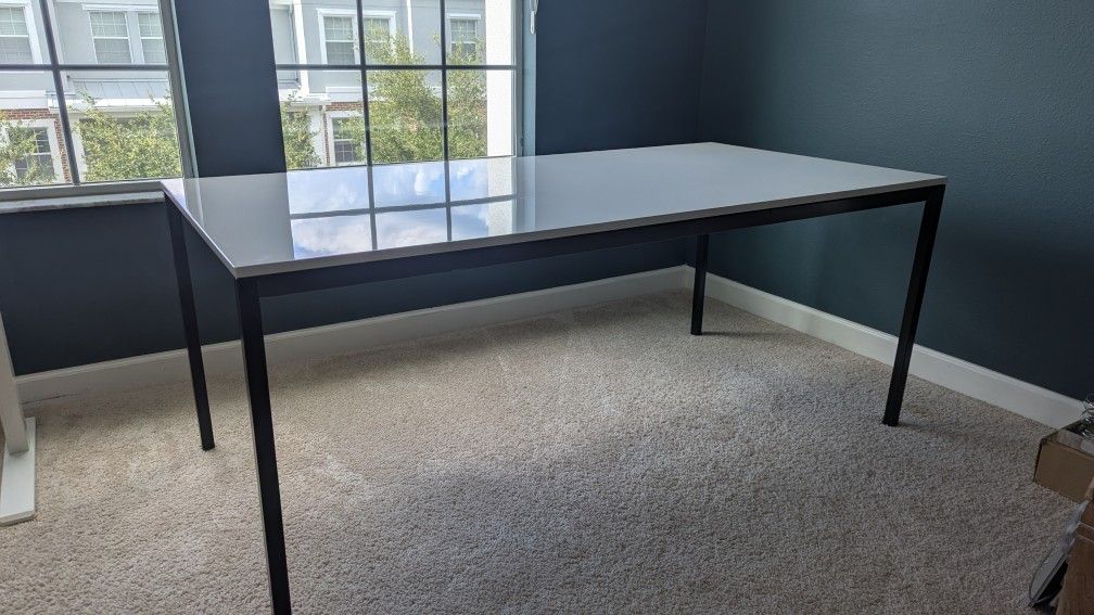 CB2 Aptum Modular Black Metal Desk with White Wood Top - $600