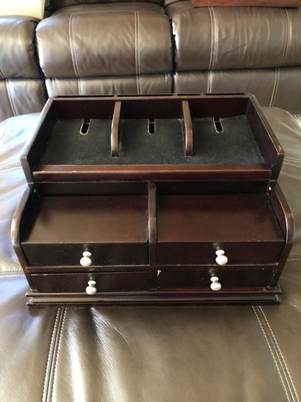 3 device dark wood docking and storage station