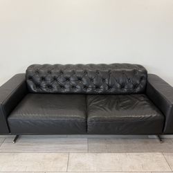 Leather Sofa - modern - 100% Italian Leather - Black