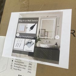 24 in. W x 32 in. H Silver Bathroom Wall Mirror Makeup Mirror with Colorful Light Anti-Fog