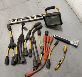Power Cords adapter Lot  plus Exact level , work light and hammer stapler