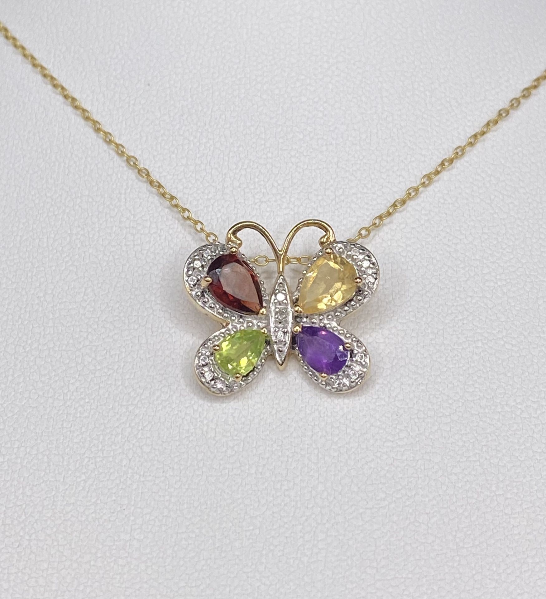 925 Gold Tone Butterfly Necklace 