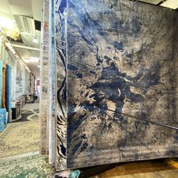 8x10 Area Rugs Carpet Rugs Abstract Desgin Thick Colors Blue Gray