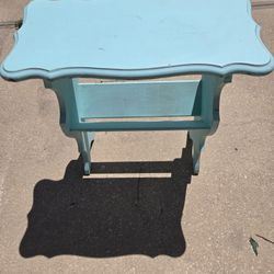 Vintage Painted Wood Table And Magazine Rack