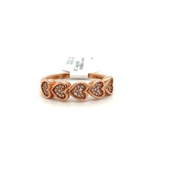 10kt Rose Gold Diamond Heart Ring 5 Hearts .12ctw Size 7 2.40grams 153814 2