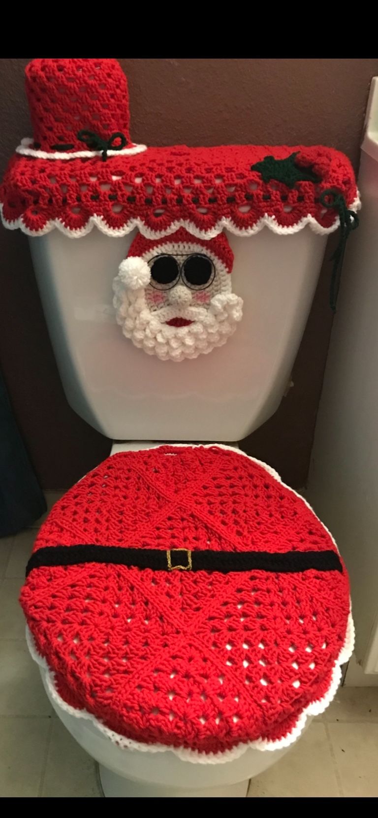 Handmade Crochet Christmas Bathroom Set