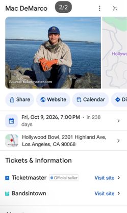 Mac Demarco concert tickets              Hollywood Bowl