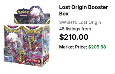 lost origins booster box price Pokemon main image 1
