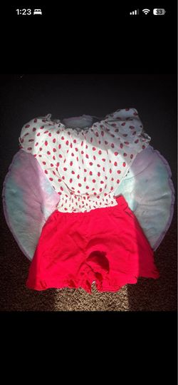 Strawberry Print Top and Red Shorts Set