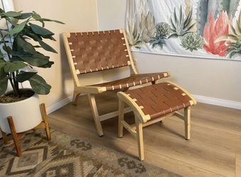Wayfair Mid Century Modern Woven Accent Chair and Ottoman
