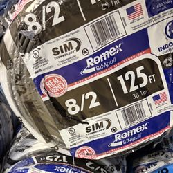 125 ft. 8/2 Black Stranded Romex SIMpull CU NM-B W/G Wire
