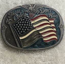 Belt buckle “ These colors don’t run” Buckle Buckle Bakery 1983
