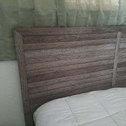 Rustic Gray Wood Plank Headboard