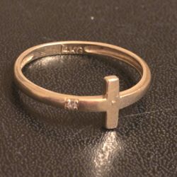 14K Sideways Cross Ring w/ Diamond
