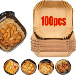 50/100pcs Air Fryer Disposable Liners, Non-Stick Airfryer Baking Papers, Non-Stick Parchment Paper For Baking Roasting Microwave