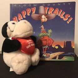 Opus ‘n Bill 6” Plush Stuffed Penguin  + “Happy Trails” Book Published in 1990