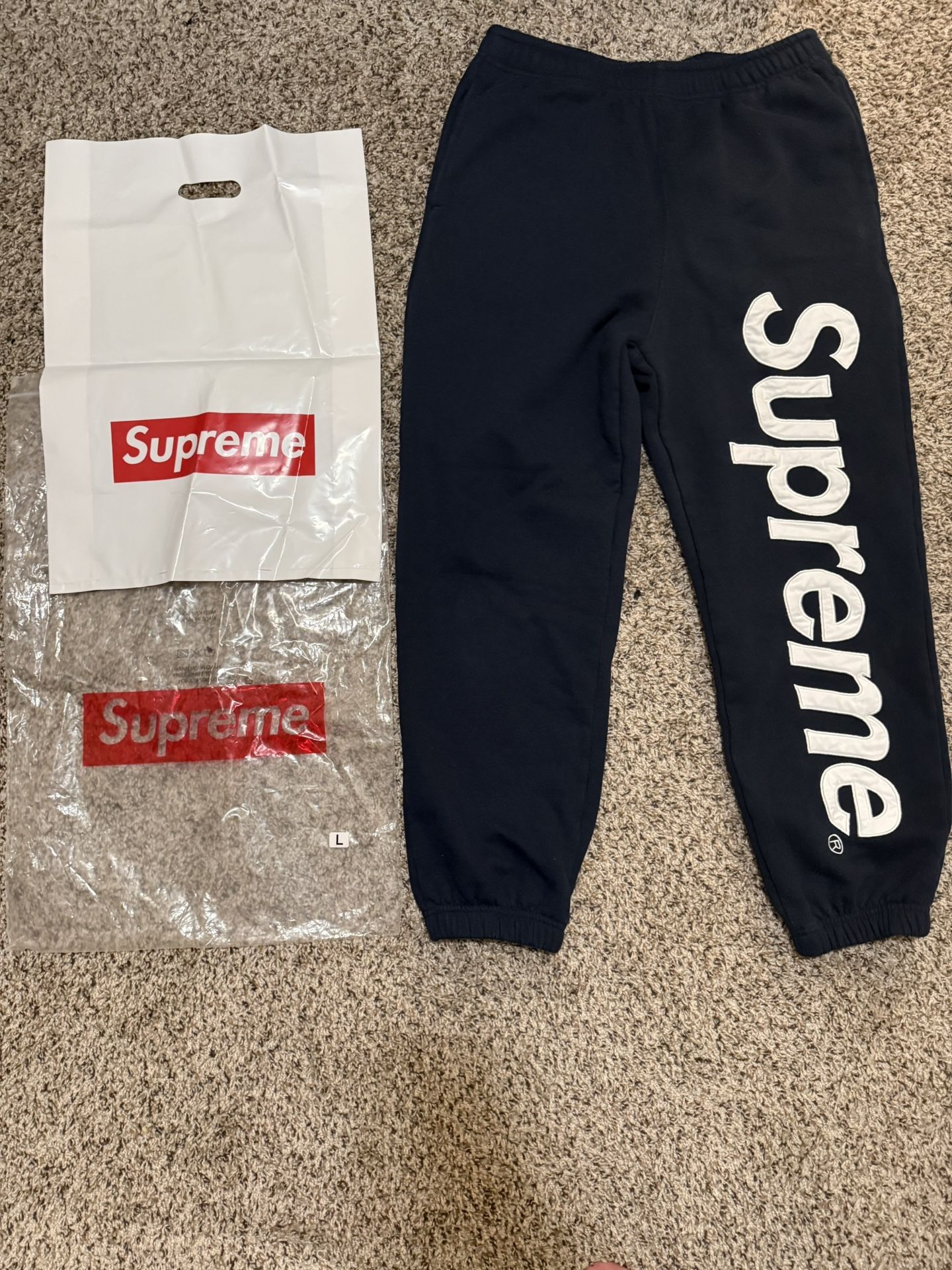 Supreme Navy Blue Sweats Large