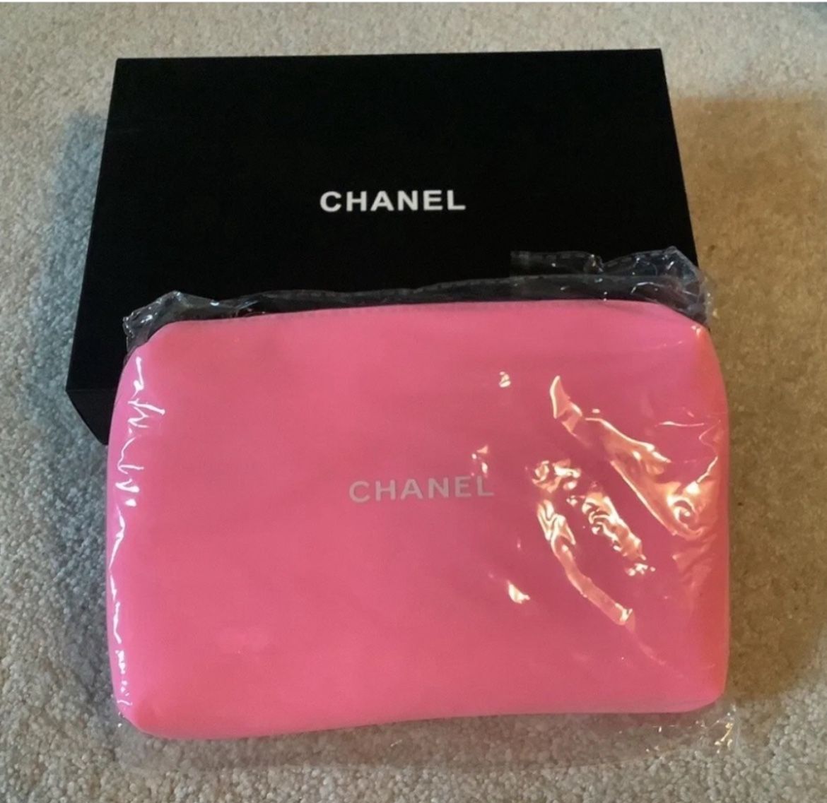 Chanel Beaute Pink Cosmetic Case Makeup Pouch Bag