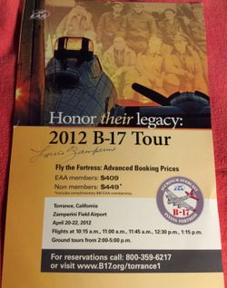 Louis Zamperini Honor the Legacy 2021 B-17 11" x 17" Poster Signed