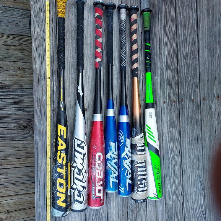 Lot Of 13  Baseball  Bats Easton, Rawlings And Others×