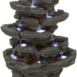 28" Black Illuminated Falls Cascading Outdoor Garden Fountain